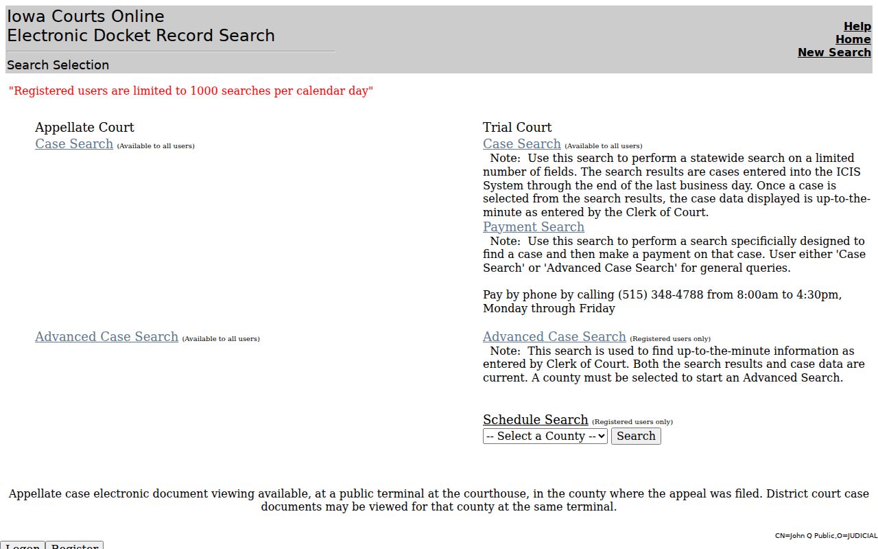Dallas County warrant search through Iowa Courts Online