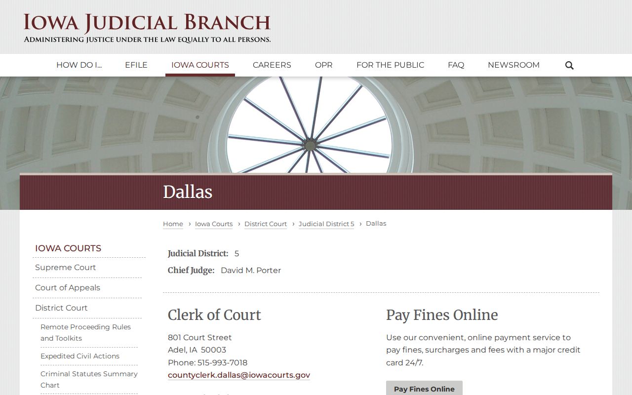 Dallas County active warrants Clerk of Court contact