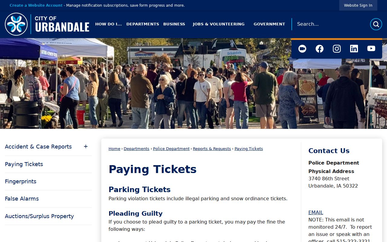 Dallas County most wanted source review showing Urbandale ticket instructions