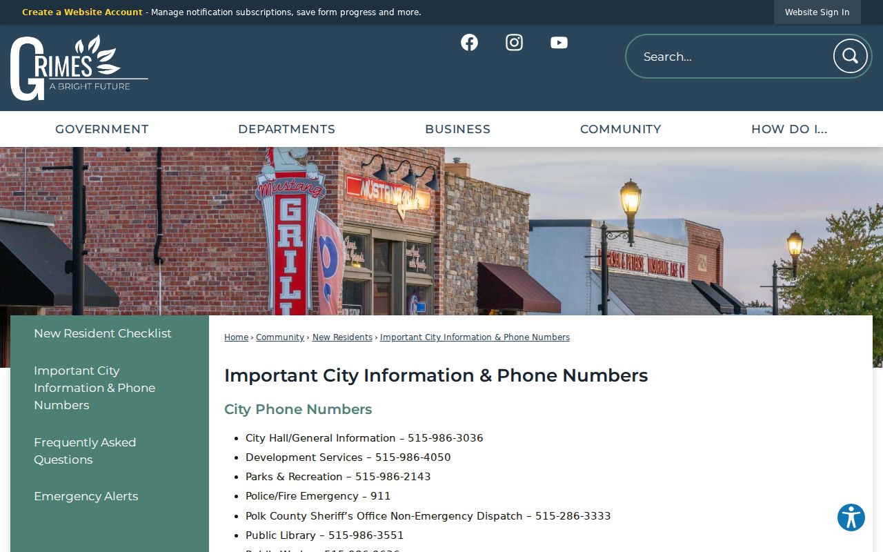 Grimes City Hall contacts for Dallas County warrant records routing