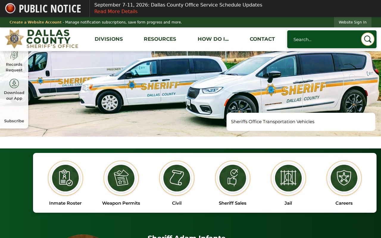 Dallas County warrant records Sheriff headquarters